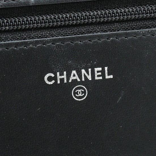 Chanel Black CC Chevron Studded Wallet on Chain – The Closet