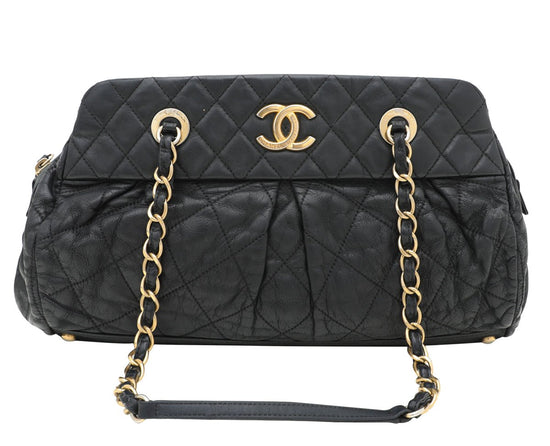 The Closet - Chanel Black CC Chic Quilt Iridescent Bowling Bag | The Closet