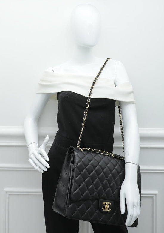 Chanel - Chanel Black CC Classic Double Flap Maxi Bag | The Closet