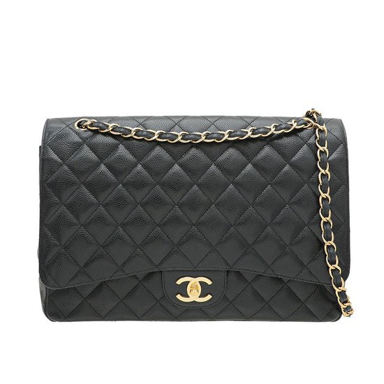 The Closet - Chanel Black CC Classic Double Flap Maxi Bag | The Closet