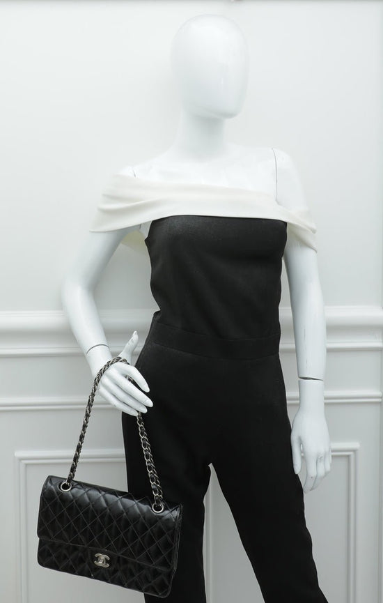 Chanel Black CC Classic Double Flap Medium Bag – The Closet