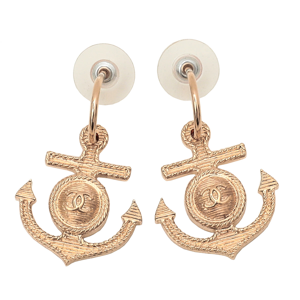 Chanel Gold Finish CC Anchor Earrings