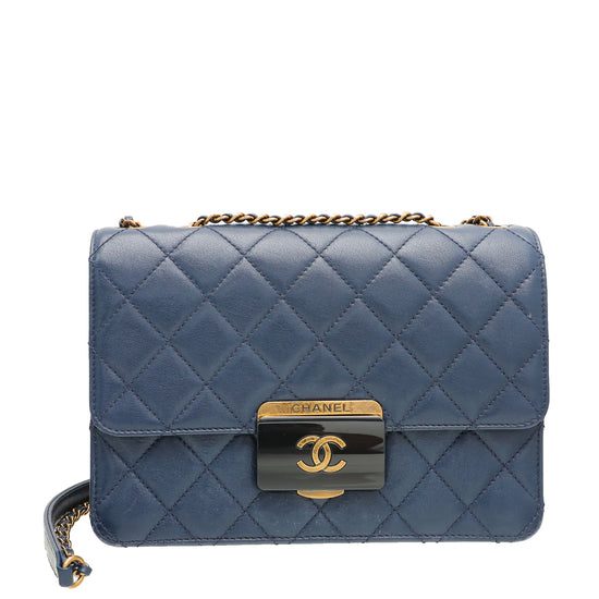 Chanel Dark Blue Beauty Lock Flap Bag