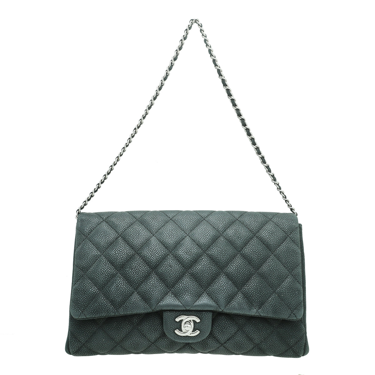 Chanel Black CC Nubuck Clutch On Chain-Chanel-THE CLOSET