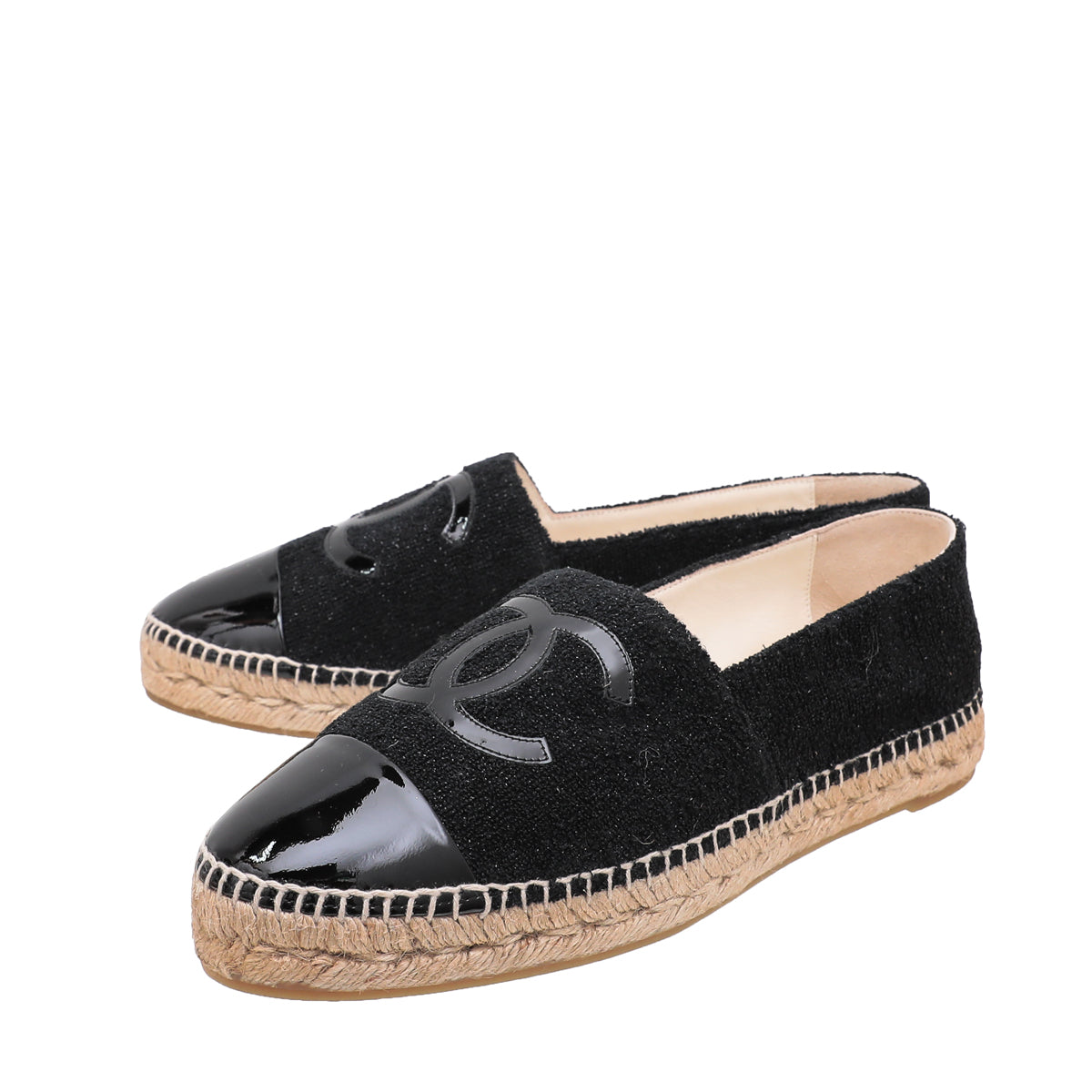 Chanel Black CC Cap Toe Metallic Fabric Espadrille 42-Chanel-THE CLOSET