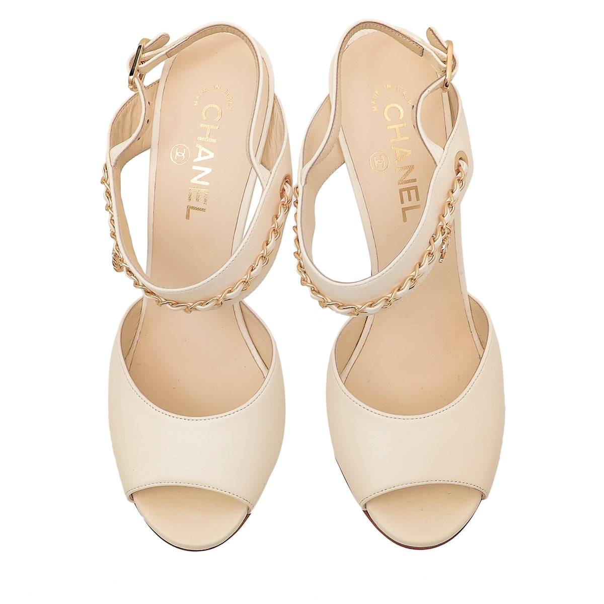 Chanel Off White CC Chain Charm Sandal 40.5-Chanel-THE CLOSET