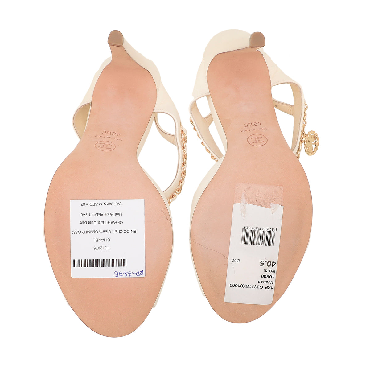 Chanel Off White CC Chain Charm Sandal 40.5-Chanel-THE CLOSET