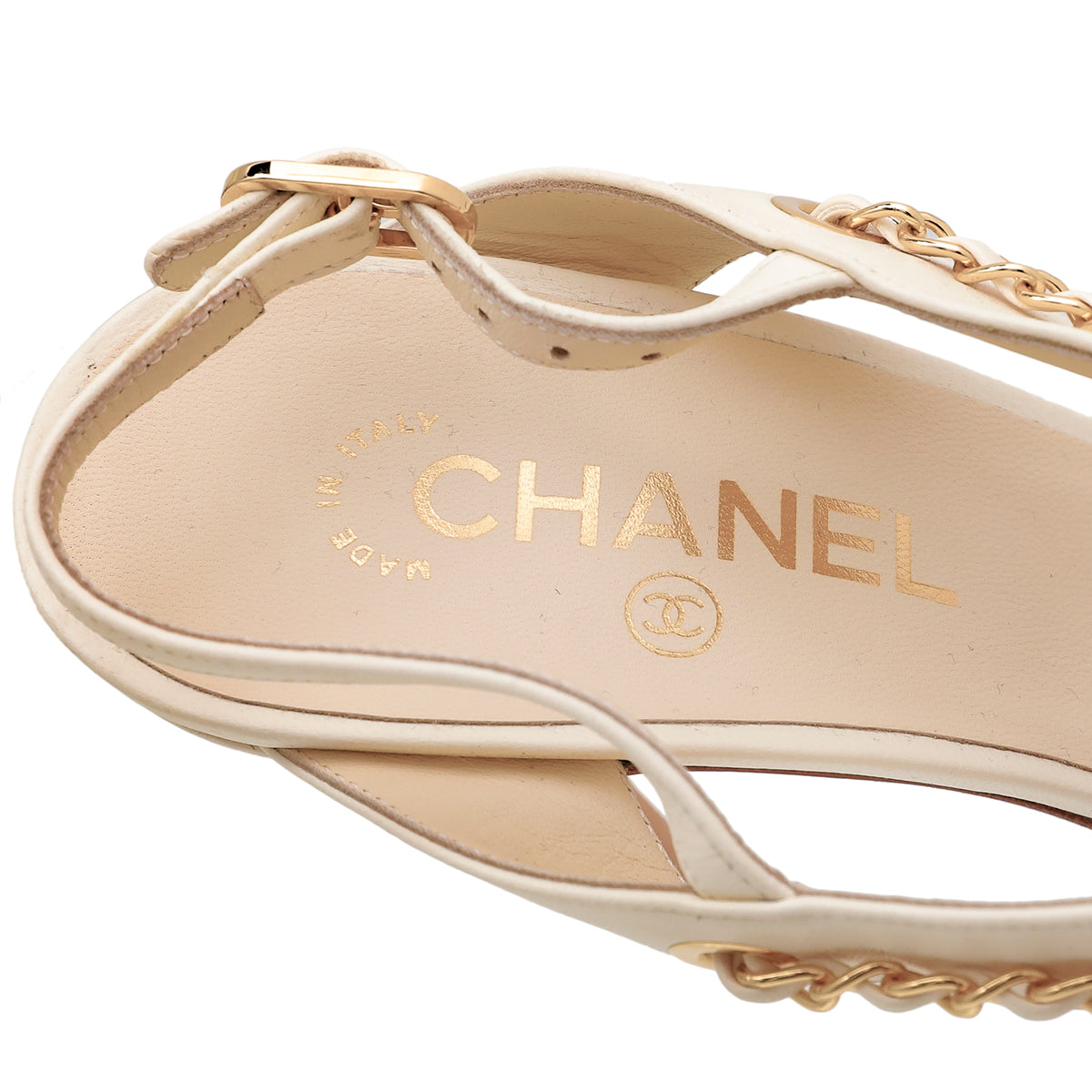 Chanel Off White CC Chain Charm Sandal 40.5-Chanel-THE CLOSET