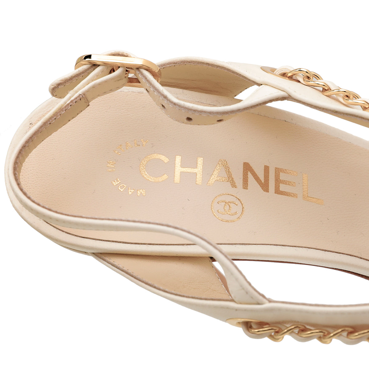 Chanel Off White CC Chain Charm Sandal 40.5