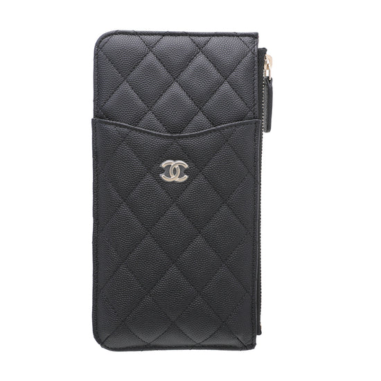Chanel Black CC Classic Phone Flat Wallet Pouch