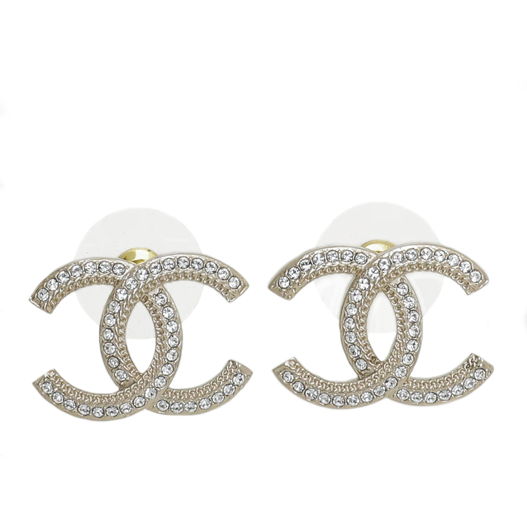 Chanel Gold CC Crystal Earrings – The Closet