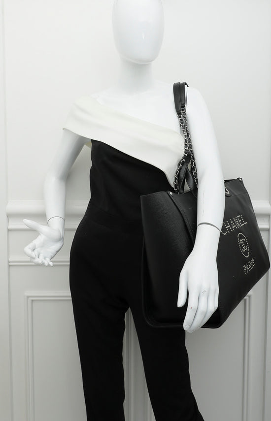 Chanel Black CC Deauville Studded Bag