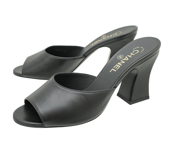 Chanel Black CC Heeled Sandals 39