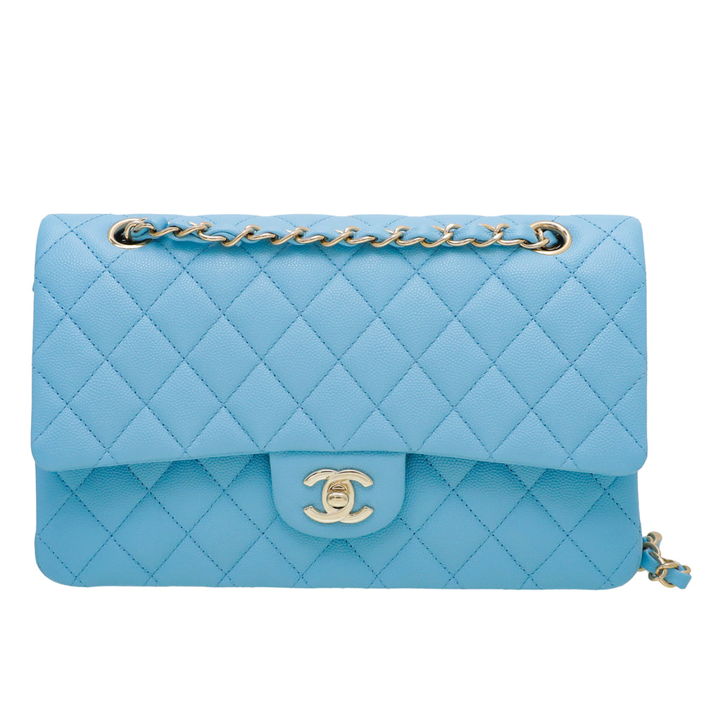 Chanel Light Blue Classic Double Flap Medium Bag
