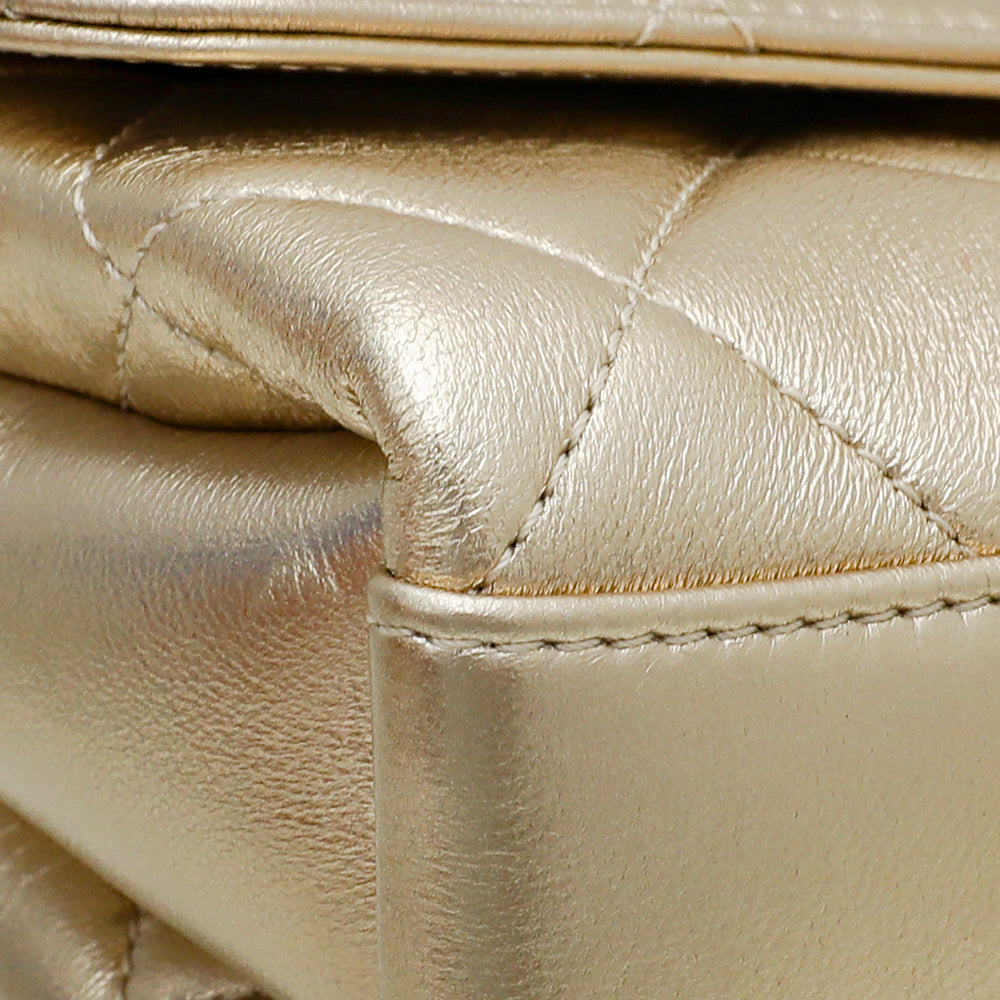 Chanel Metallic Gold Crystal Logo Multichain Top Handle Bag-Chanel-THE CLOSET