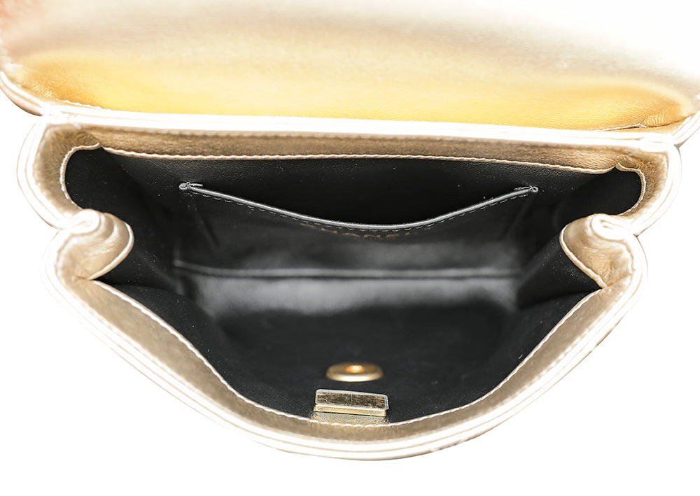 Chanel Metallic Gold Crystal Logo Multichain Top Handle Bag-Chanel-THE CLOSET
