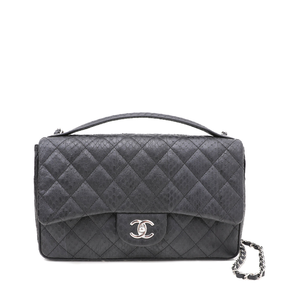 Chanel Black Elaphe Snakeskin Easy Carry Flap Bag-Chanel-THE CLOSET