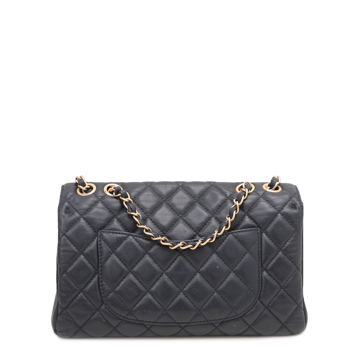 Chanel Navy Blue CC Bordered Flap Shoulder Bag-Chanel-THE CLOSET
