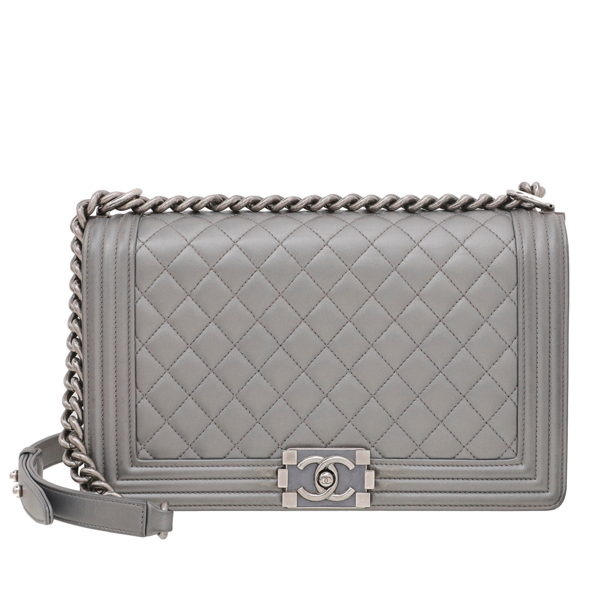 Chanel Gray Boy Enamel Detail Lock Bag-Chanel-THE CLOSET