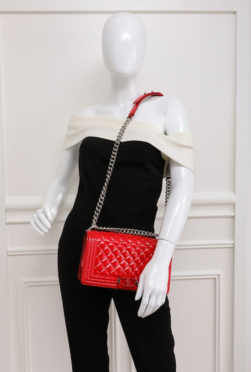 Chanel Red Boy Plexiglass Lock Bag