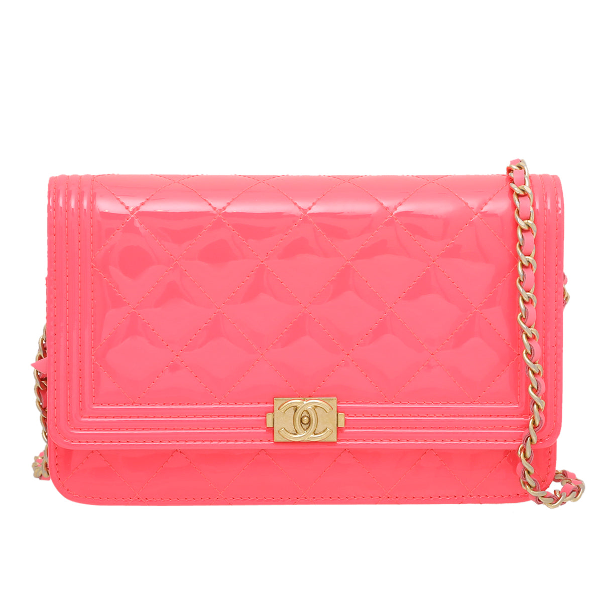 Chanel Neon Pink Boy Wallet On Chain Small – The Closet