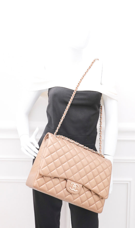 Chanel Golden Bronze Classic Double Flap Maxi Bag – The Closet