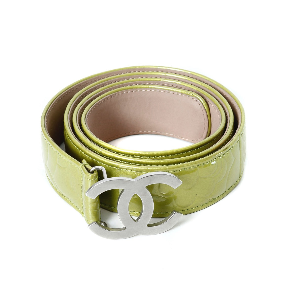 Chanel Light Green Camellia Belt 95-38