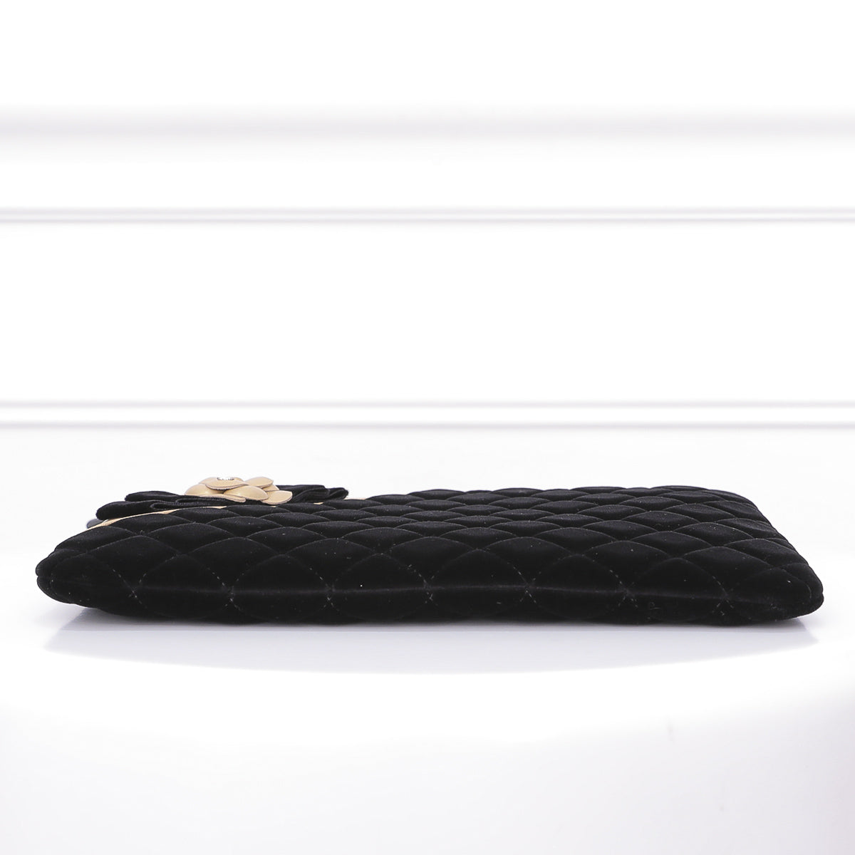 Chanel Black Gold Camellia O Case Clutch-Chanel-THE CLOSET