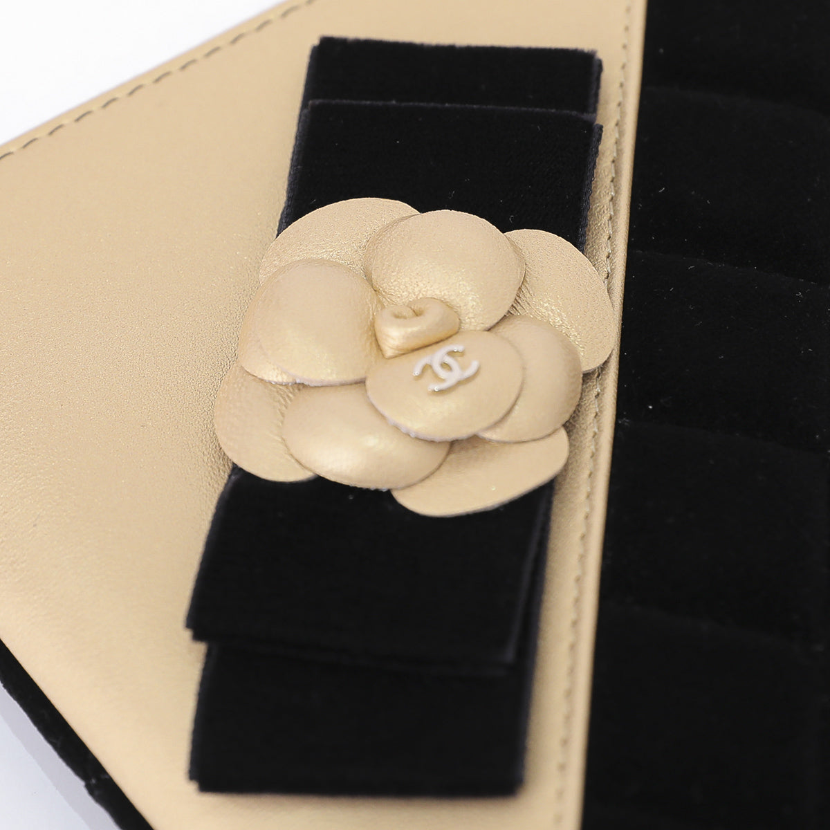 Chanel Black Gold Camellia O Case Clutch-Chanel-THE CLOSET