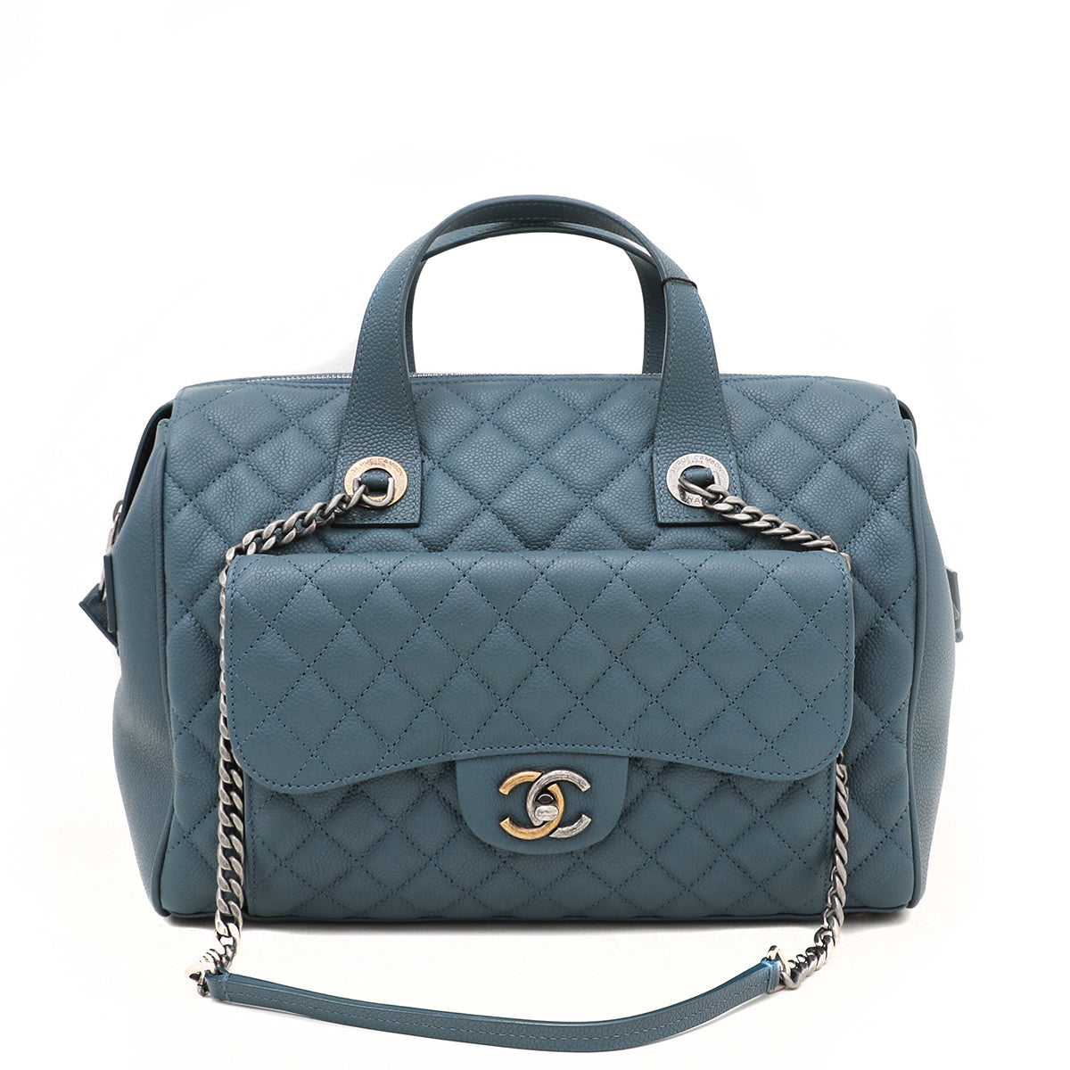Chanel Blue Casual Pocket Bowling Bag Large-Chanel-THE CLOSET