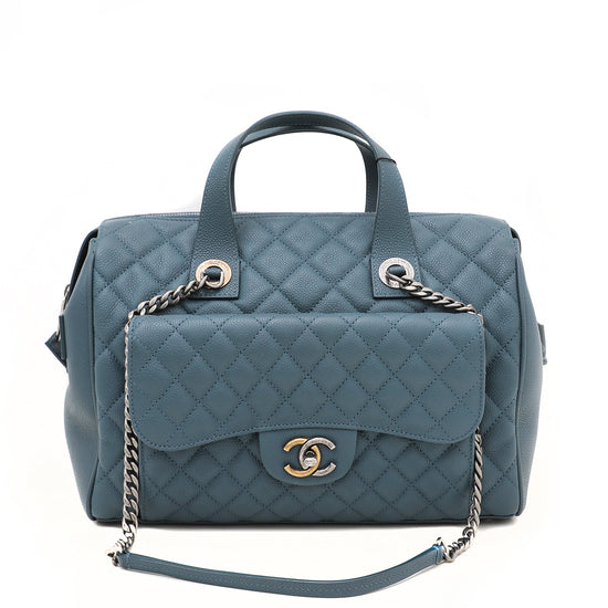 Chanel Blue Casual Pocket Bowling Bag Large