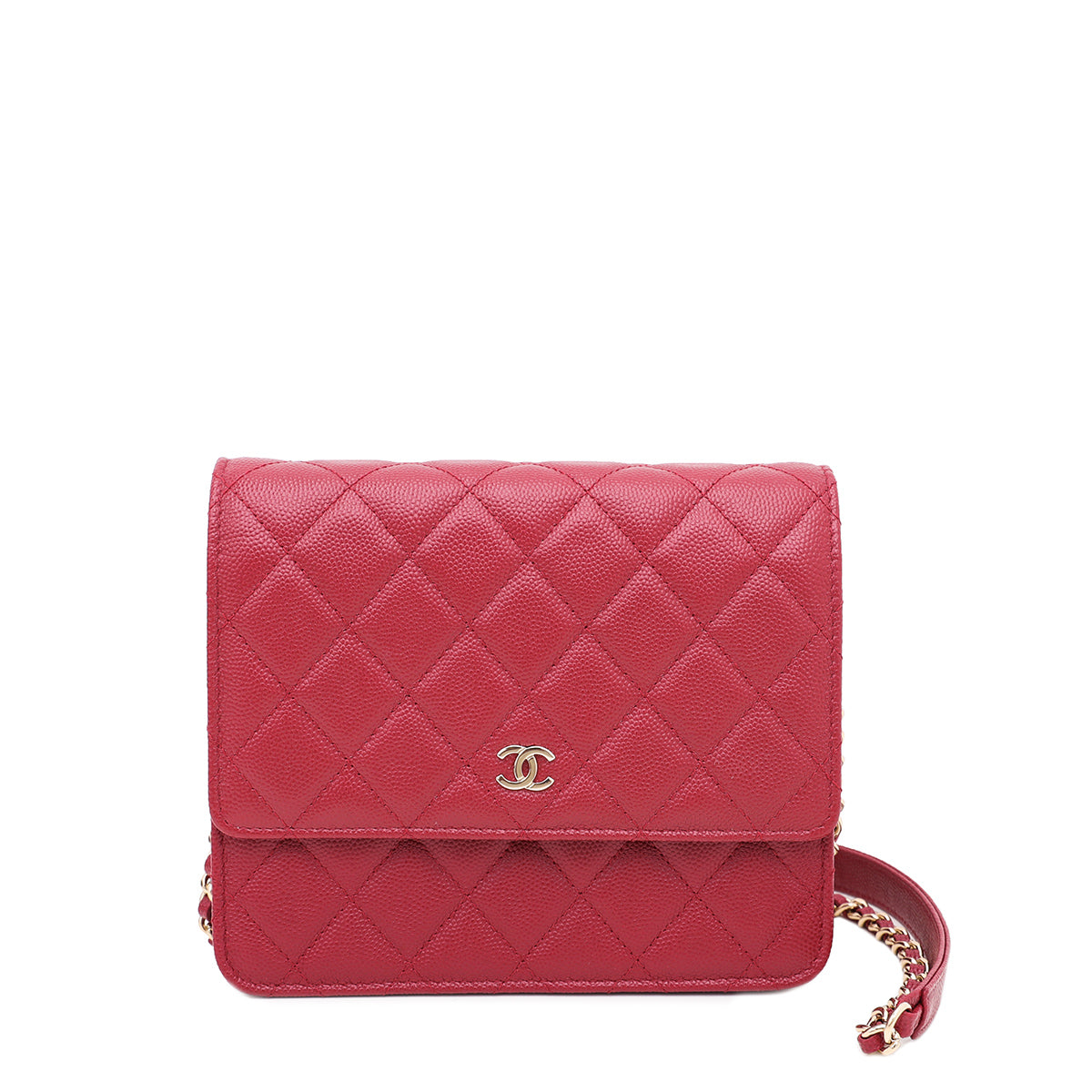 Chanel Red Square Wallet On Chain