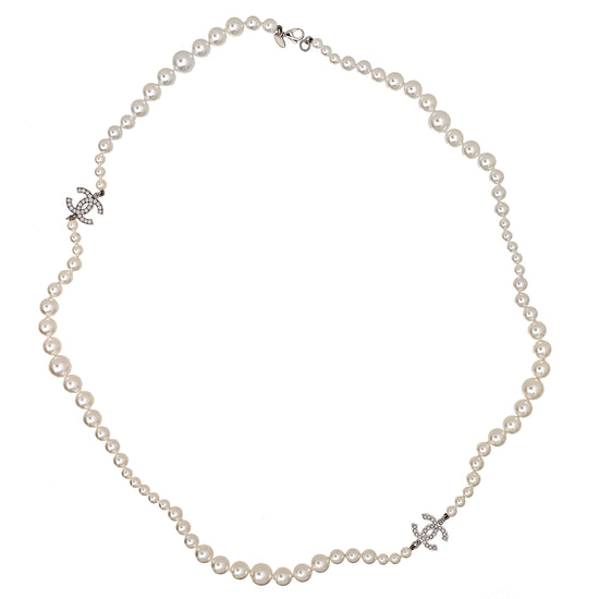 Chanel White CC Beads Pearl Necklace