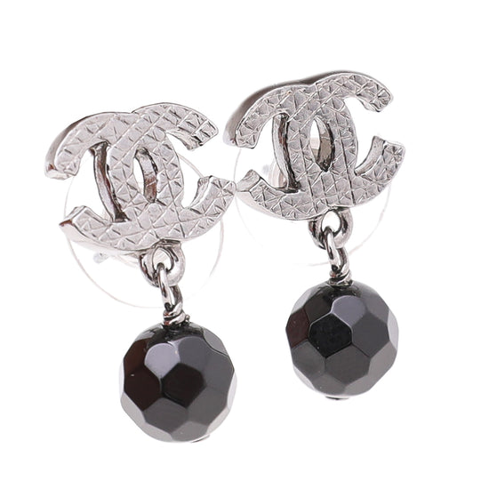 Chanel Black CC Crystal Clip On Earrings Small