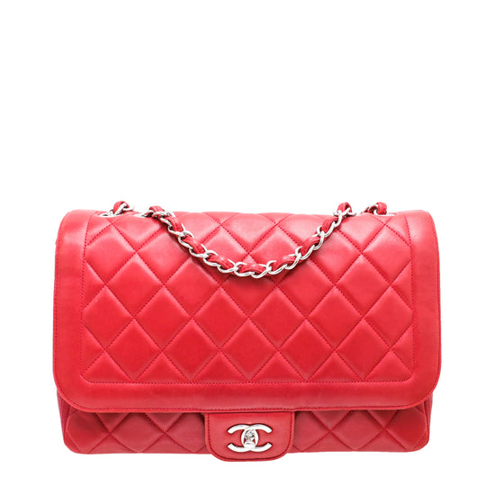 Chanel Red CC Border Flap Diamond Vertical Bag