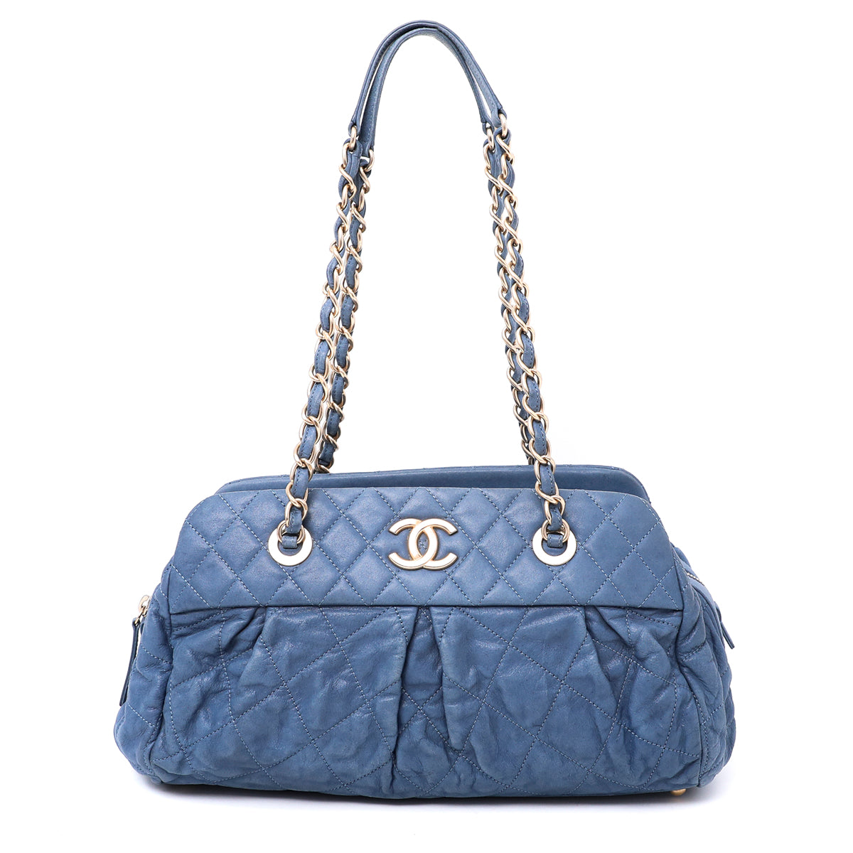 Chanel Blue CC Bowler Shopping Tote Bag