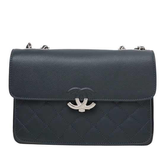Chanel Navy Blue CC Box Flap Bag