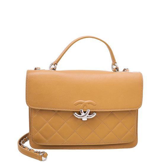 Chanel Tan CC Box Leather Flap Bag