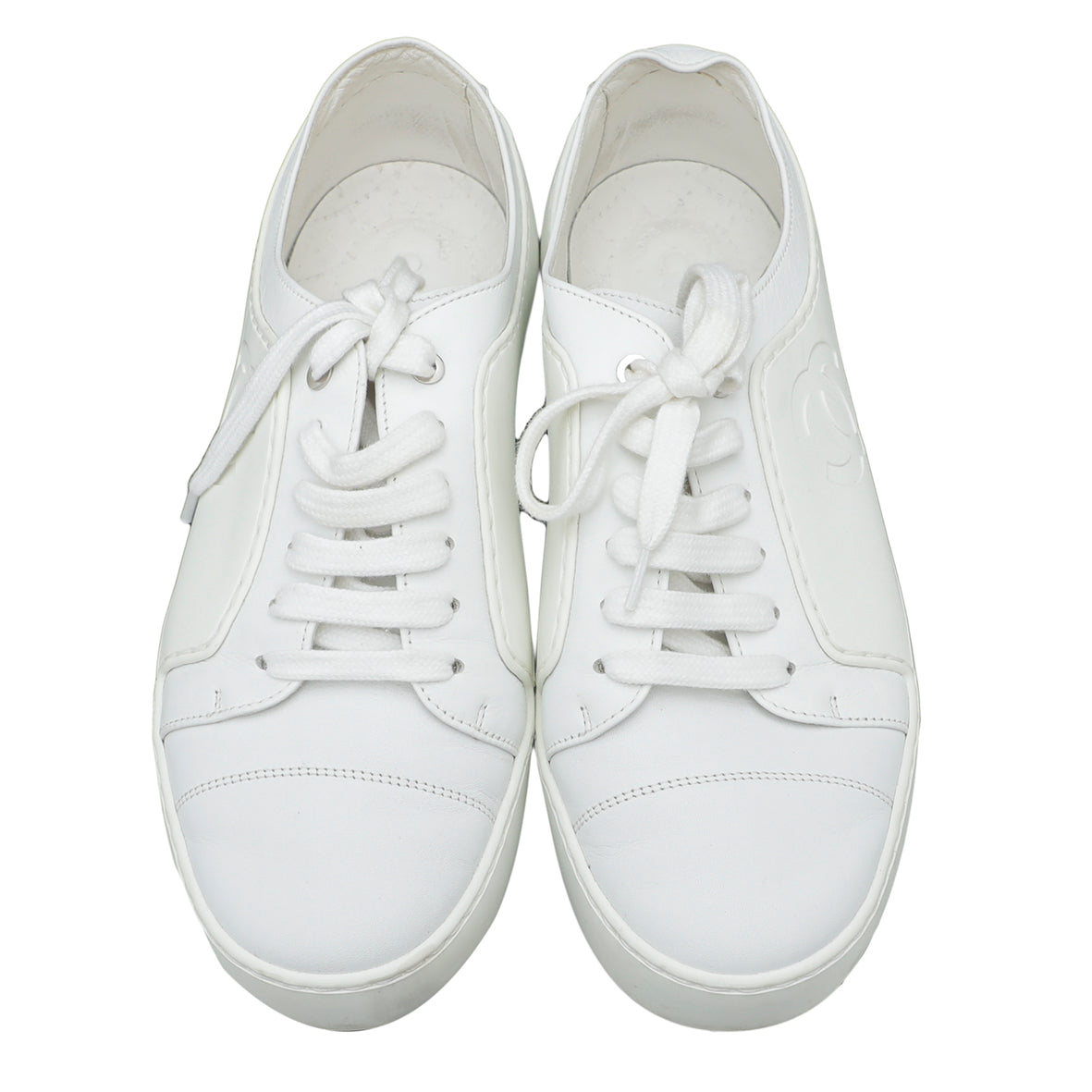 Chanel White CC Low Top Sneaker 36-Chanel-THE CLOSET