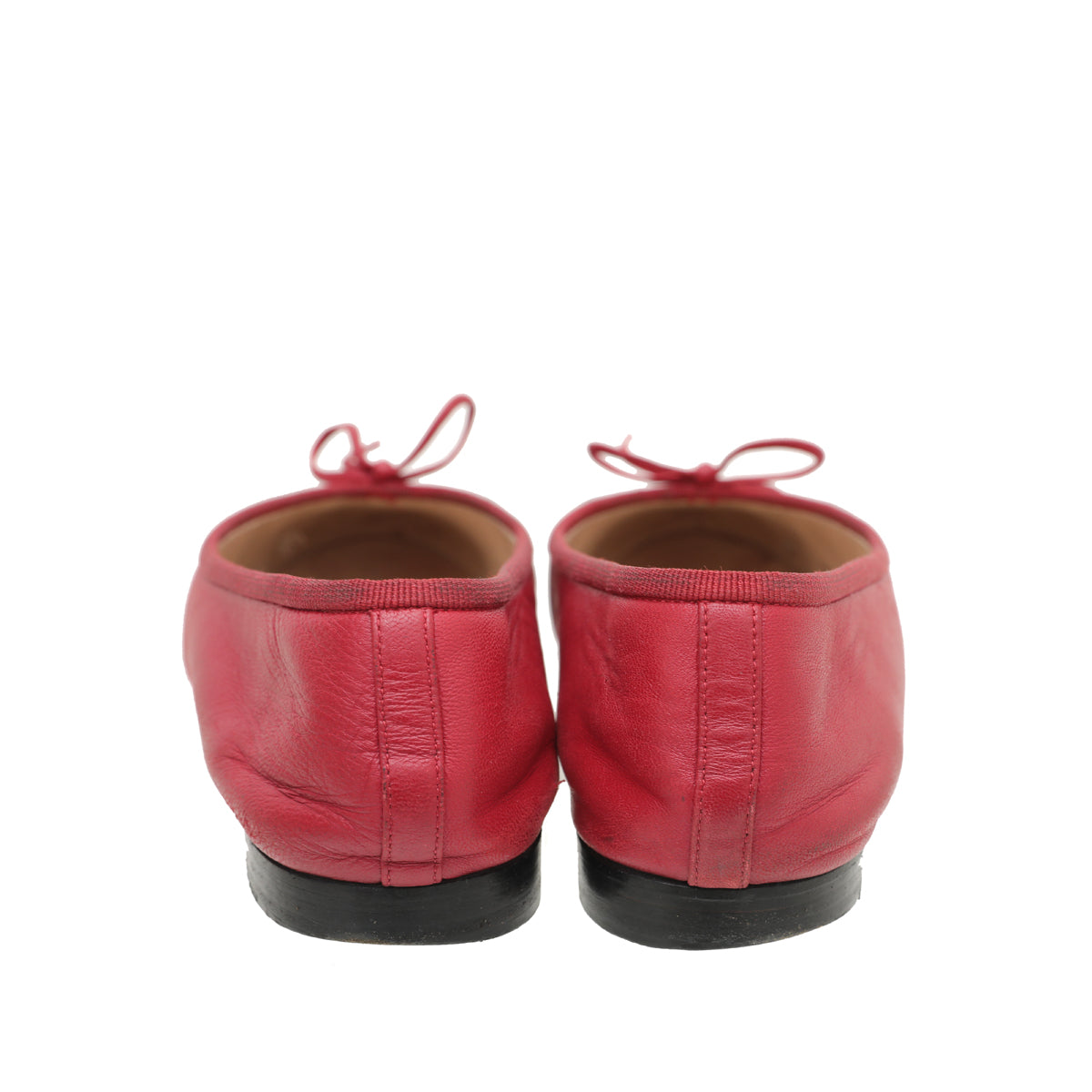 Chanel Red CC Cap Toe Bow Flat Ballerina 37.5-Chanel-THE CLOSET