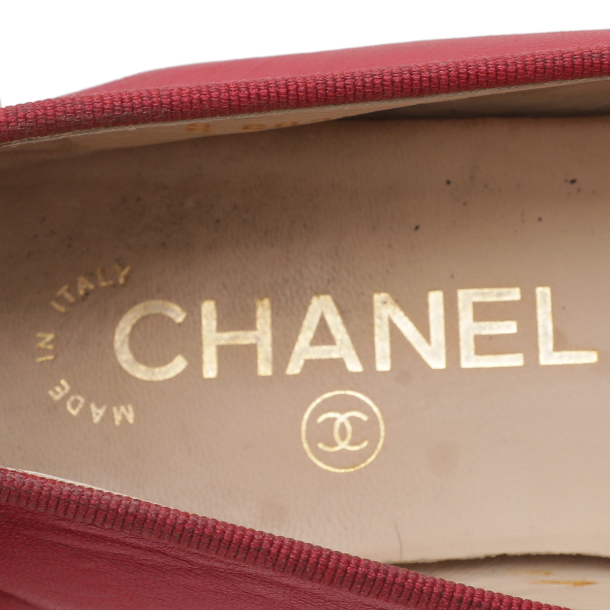 Chanel Red CC Cap Toe Bow Flat Ballerina 37.5-Chanel-THE CLOSET