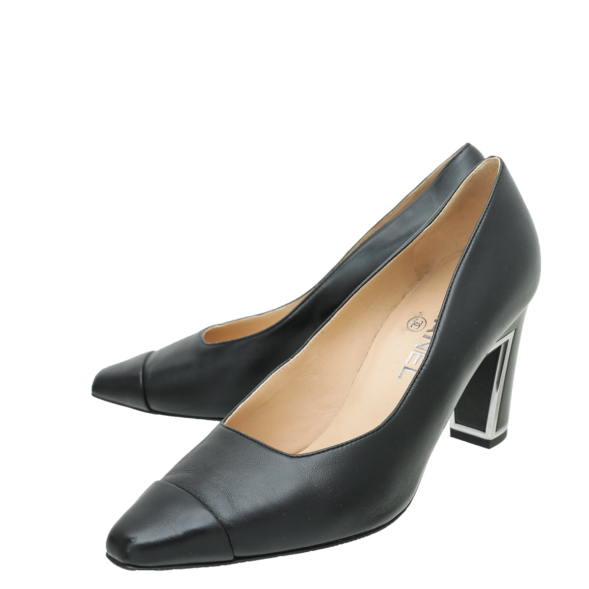 Chanel Black CC Cap Toe Pump 37.5-Chanel-THE CLOSET