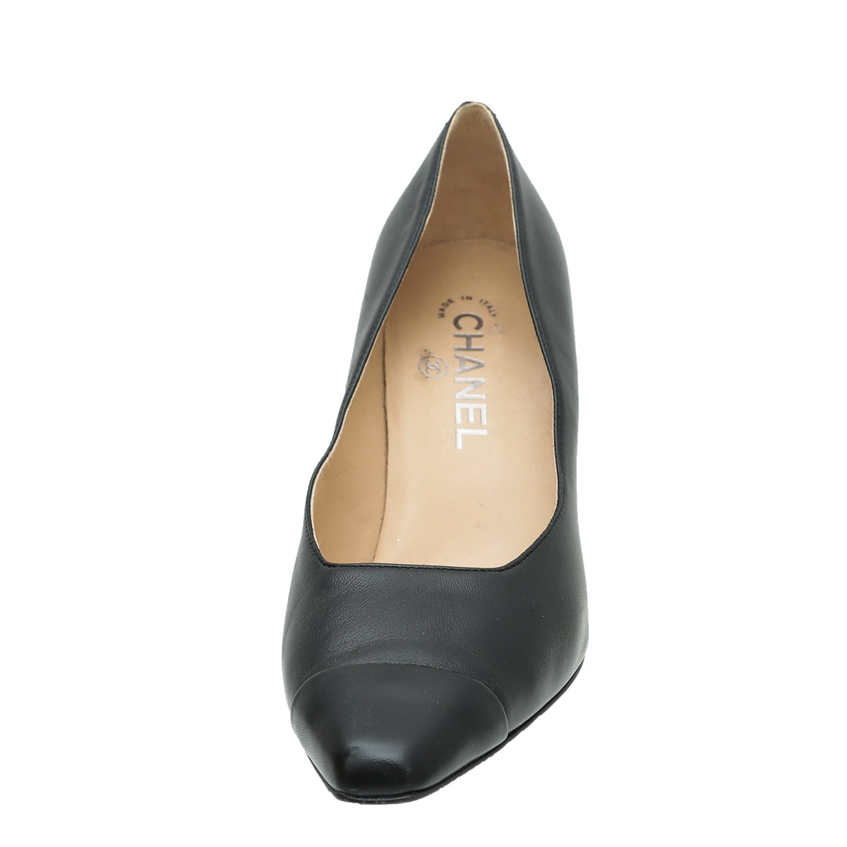 Chanel Black CC Cap Toe Pump 37.5-Chanel-THE CLOSET