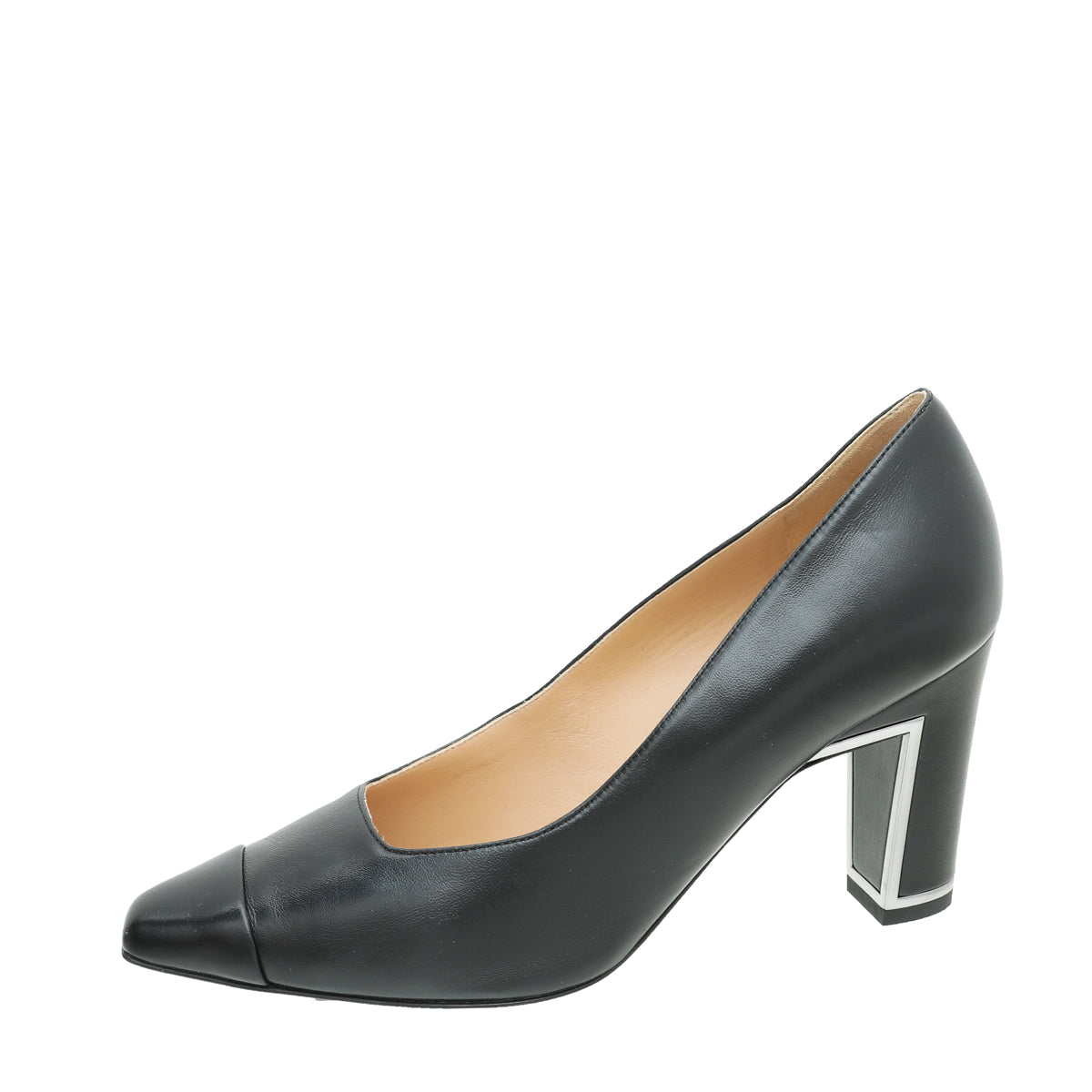 Chanel Black CC Cap Toe Pump 37.5-Chanel-THE CLOSET