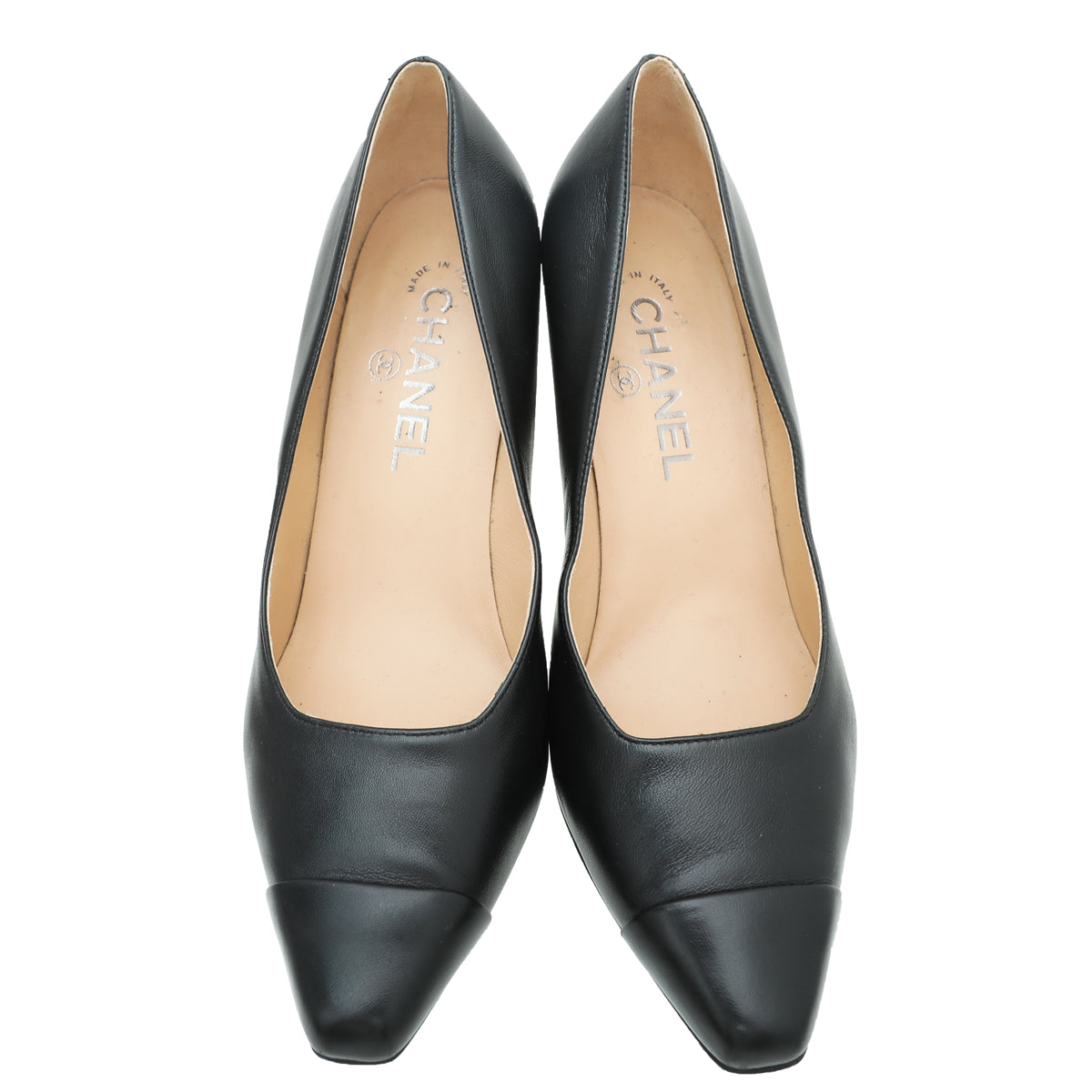 Chanel Black CC Cap Toe Pump 37.5-Chanel-THE CLOSET