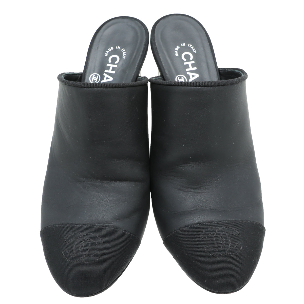Chanel Black CC Cap Toe Mules 39-Chanel-THE CLOSET