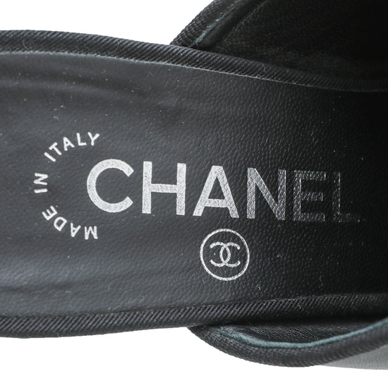 Chanel Black CC Cap Toe Mules 39