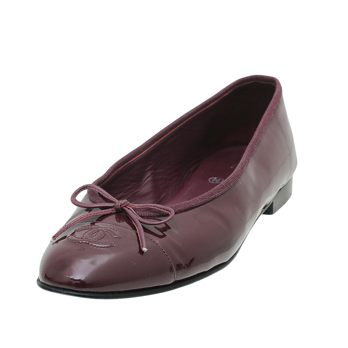 Chanel Burgundy CC Cap Toe Flat Ballerina 40-Chanel-THE CLOSET