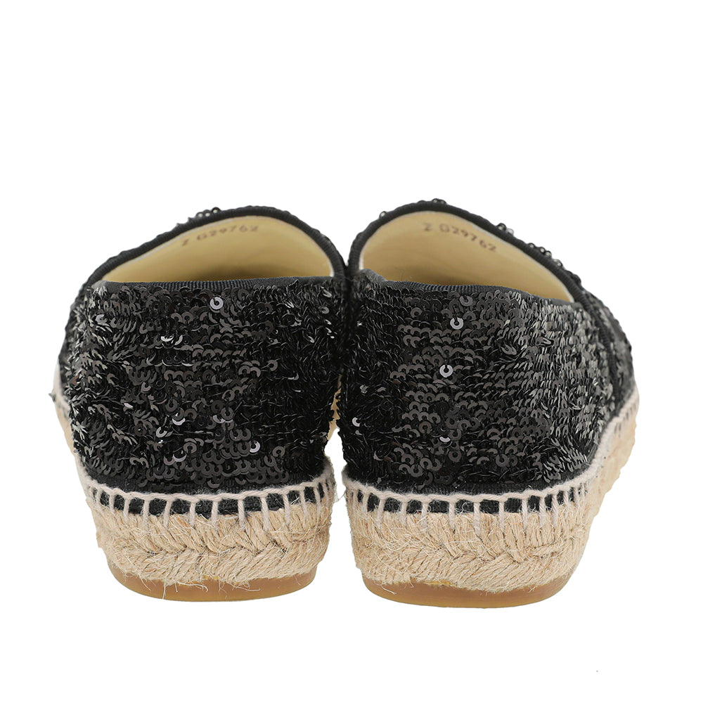 Chanel Black CC Cap Toe Sequins Espadrille 40-Chanel-THE CLOSET