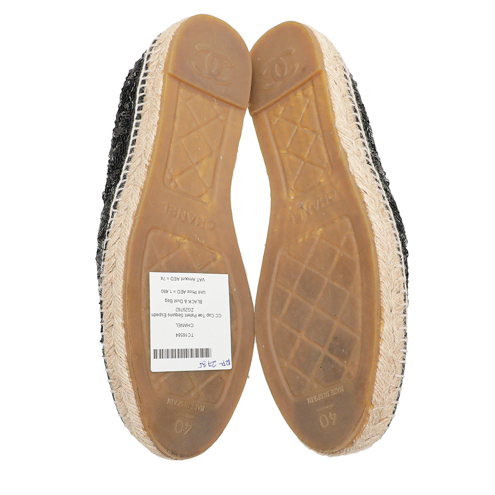 Chanel Black CC Cap Toe Sequins Espadrille 40-Chanel-THE CLOSET